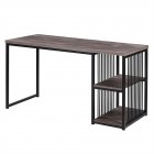 [US Direct] Computer  Desk For Small Spaces With Shelves 55 Inch Gaming Desk Office Desk For Home Office (brown)