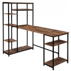  US Direct  Computer  Desk With Multiple Storage Shelves Modern Large Table For Home Office Brown