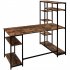  US Direct  Computer  Desk With Multiple Storage Shelves Modern Large Table For Home Office Brown