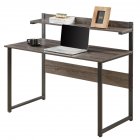 [US Direct] Computer  Desk With Storage Shelf Home Office Study Desk With Storage Cabinet Brown