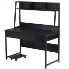 [US Direct] Computer  Desk With Book Shelf Space-saving Table Home Office Furniture Black