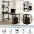  US Direct  Computer  Desk With 5 Layers Of Open Bookshelf Home Office Table With Plenty Storage Space Black