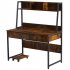  US Direct  Computer  Desk With Book Shelf Space saving Table Home Office Furniture Brown