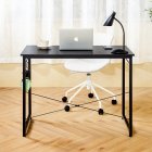  US Direct  Computer Desk Study Writing Desk 40     for Home Office and School   Industrial Simple Style Black  Metal Frame  Black