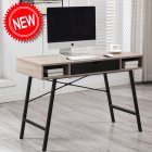 [US Direct] Computer Desk with Drawer, Home Office Table,Writing Study Table 43 inches, Walnut Black Drawer