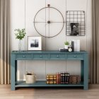 [US Direct] Console Table For Entryway Hallway Sofa Table With Storage Drawers And Bottom Shelf (Black)