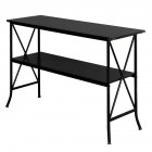[US Direct] Console  Table With Crisscross Designs On Each Side 2 Tier Household Furniture black