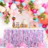  US Direct  Curly Willow Table Skirt Tulle Ruffle Table Skirt for Baby Shower Wedding Birthday Party 6FT
