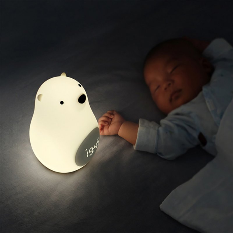 US Cute Bear Led Night Light Built-in 1800mah Lithium Battery Bedside Lamp Children Sleep Light White