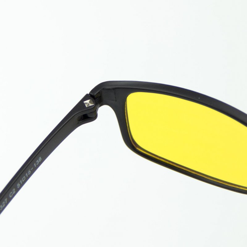 [US Direct] Cyxus Anti Blue Light Computer Glasses for Blocking UV Eye Strain Headache, Reading Eyewear (8065T01, Bright Black) Block Droplets Yellow Lens_M