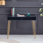 [US Direct] D&N Beauty Table  consoles table side end table modern marble MDF top, sturdy glod metal legs for bedroom, living room, Dining room,  Kitchen，White, single,