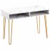  US Direct  D N Beauty Table  consoles table side end table modern marble MDF top  sturdy glod metal legs for bedroom  living room  Dining room   Kitchen   White 