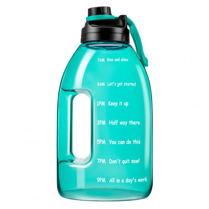 US D05 1 Gallon Large-capacity Graduated Water  Bottle Leakproof Bpa Free Reusable Time Marker Reminder Kettle For Outdoor Sports Fitness Green