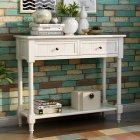 [US Direct] Daisy Series Console Table Traditional Design With Two Drawers And Bottom Shelf Acacia Mangium（Espresso）
