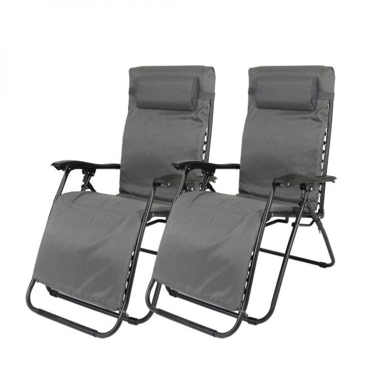 [US Direct] Dcplan zero gravity lounge chair Set 2 Pack Adjustable Folding Lounge Recliners for Patio Outdoor Yard Beach Pool color (charcoal grey) 93*22*65