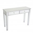 [US Direct] Density Board And Glass Mirror Table Dressing  Table With Two Drawers Bedroom Table Silver