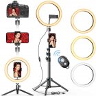 [US Direct] Desktop Led Lamp Led  Ring  Light With Tripod Stand Mini Led Camera Light With 3 Light Modes 10 Brightness Level For Video Makeup Photography As shown