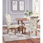 [US Direct] Dining Chair Set Of 2 Fabric Padded Side Chair With Solid Wood Legs, Nailed Trim(Beige)
