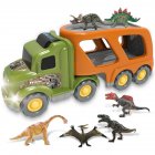  US Direct  Dinosaur  Toy  Car Sound Flashing Lights Dinosaur Transport Truck With 6 Different Jurassic Period Dinosaurs Holiday Gifts For Boys Girls As shown