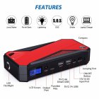 [US Direct] Djs50 800a 18000mah Portable Car Jump Starter With Lcd Screen Emergency Lights Power Supply Usb Built-in Lithium Battery Red Black