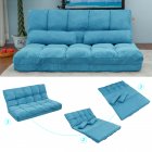 [US Direct] Double Chaise Lounge Sofa Floor Couch And Sofa With Two Pillows (Blue)