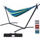  US Direct  Double Classic Hammock with Stand for 2 Person  Indoor or Outdoor Use with Carrying Pouch Powder coated Steel Frame   Durable 450 Pound Capacity   Blu