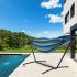  US Direct  Double Classic Hammock with Stand for 2 Person  Indoor or Outdoor Use with Carrying Pouch Powder coated Steel Frame   Durable 450 Pound Capacity   Blu
