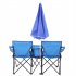  US Direct  Double  Folding  Picnic  Camping  Chairs  W umbrella Mini Table Lightweight Portable Bag For Fishing Beach Blue