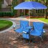  US Direct  Double  Folding  Picnic  Camping  Chairs  W umbrella Mini Table Lightweight Portable Bag For Fishing Beach Blue