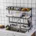  US Direct  Double Layer Bowl  Rack Shelf Dish Drainer 92cm Inner Length Kitchen Organizer black