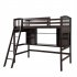  US Direct  Double Loft  Bed With Storage Shelf Desk Ladder Twin Size Bed Household Furniture Brown