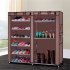  US Direct  Double Row 9 compartment Non woven Shoe  Cabinet Household Boots Storage Case Coffee