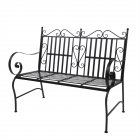 US Double Sofa Chair Iron Loveseat Outside Bench Furniture Black