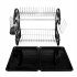  US Direct  Double layers Drain Shelf Multifunctional Space Saving Bowls Dishes Chopsticks Spoons Storage Racks black