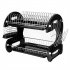  US Direct  Double layers Drain Shelf Multifunctional Space Saving Bowls Dishes Chopsticks Spoons Storage Racks black