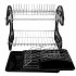  US Direct  Double layers Drain Shelf Multifunctional Space Saving Bowls Dishes Chopsticks Spoons Storage Racks black
