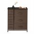  US Direct  Dresser With 7 Drawers Iron Non woven Furniture Storage Tower Unit Storage Rack For Bedroom Hallway Closet Office dark brown