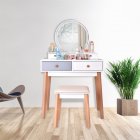  US Direct  Dressing  Table Light Luxury Bedroom Solid Wood Simple Dressing Table With Lamp Three color Adjustable White