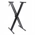  US Direct  Dual tube X shape Q 2XC Electronic Organ Stand Height Width Adjustable Keyboard Bracket Foldable Rack Black