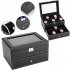  US Direct  Dy0110 Double Layer 20 Slots Watch  Box Storage Case With Glass Window black