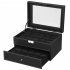  US Direct  Dy0110 Double Layer 20 Slots Watch  Box Storage Case With Glass Window black