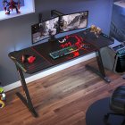 [US Direct] EUREKA ERGONOMIC Z60 Gaming Desk 60 inch Computer Desk Z Shaped Large PC Tables with RGB LED Lights Mouse Pad for E-Sport Racing Gamer Pro Home Office Gift 87*68*21