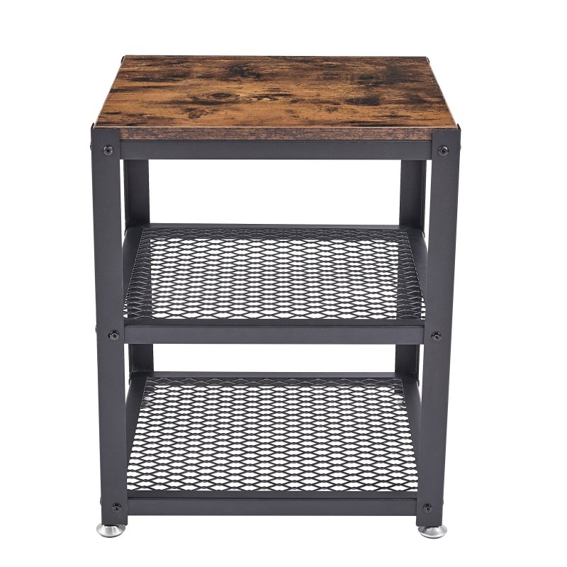 US Easy Assembly End Shoes Rack Tables with Wheels 3 Tier Heavy-Duty Steel Frame, Industrial Shoes Rack Table for Living Room