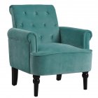 [US Direct] Elegant Button Tufted Club  Chair Accent Armchairs Roll Arm Living Room Cushion With Wooden Legs blue-green