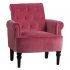  US Direct  Elegant Button Tufted Club  Chair Accent Armchairs Roll Arm Living Room Cushion With Wooden Legs red