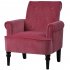  US Direct  Elegant Button Tufted Club  Chair Accent Armchairs Roll Arm Living Room Cushion With Wooden Legs red
