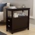  US Direct  End Table Narrow Nightstand With Two Drawers And Open Shelf Brown
