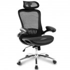[US Direct] Ergonomic Mesh  Chair Set High Back Computer Chair With Wheels+ Adjustable Headrest Black