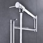 [US Direct] Extended Kitchen Faucet 360 Degree Rotatable Telescopic Ergonomic Design Double Handle Sink Faucet silver 2