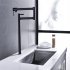  US Direct  Extended Kitchen Faucet 360 Degree Rotatable Telescopic Ergonomic Design Double Handle Sink Faucet silver 1